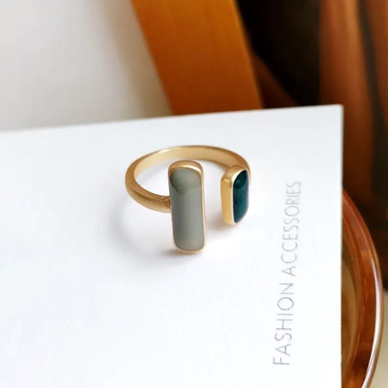 Color matching drop glazd golden opeb Ring (JR04)