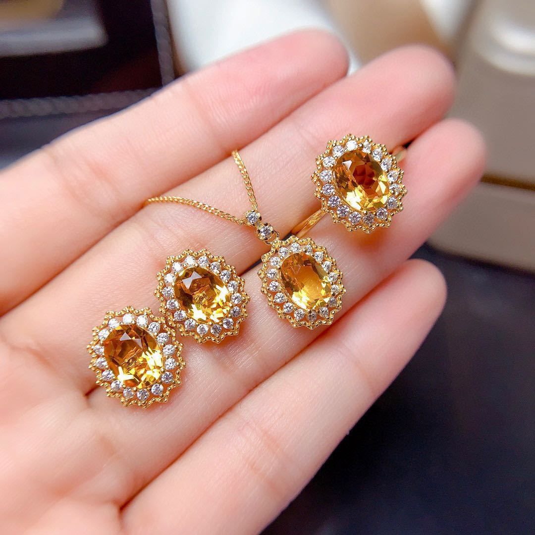Crystal Yellow Stone Jewelry 3in1 Set (JN-36)
